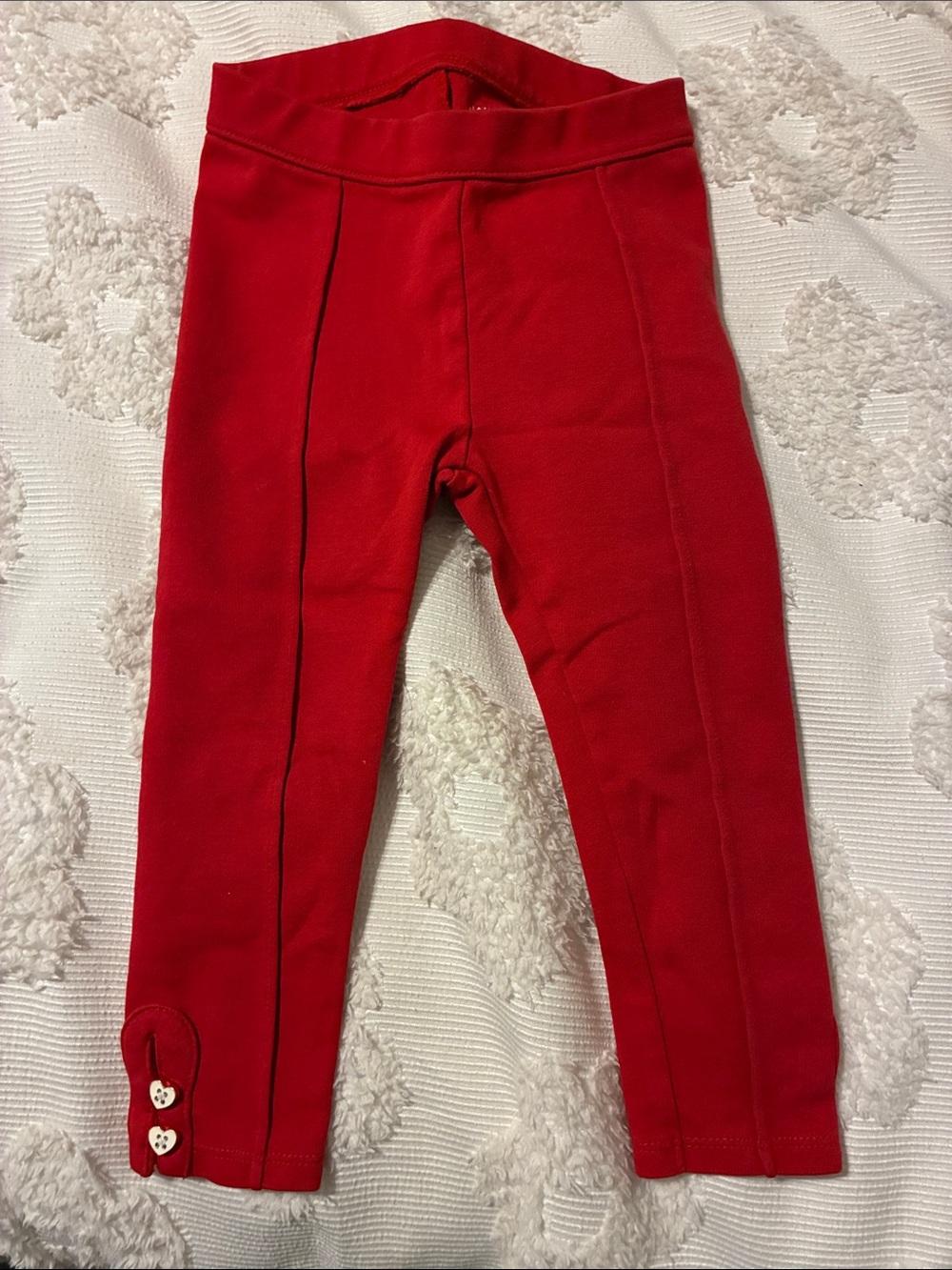 Janie and Jack Cherry Red Pull-On Leggings with Heart Buttons